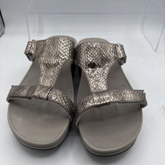 Vionic Pacific Ellie Metallic Snake Pewter Silver Comfort Sandals Women's Size 8 - Picture 5 of 10